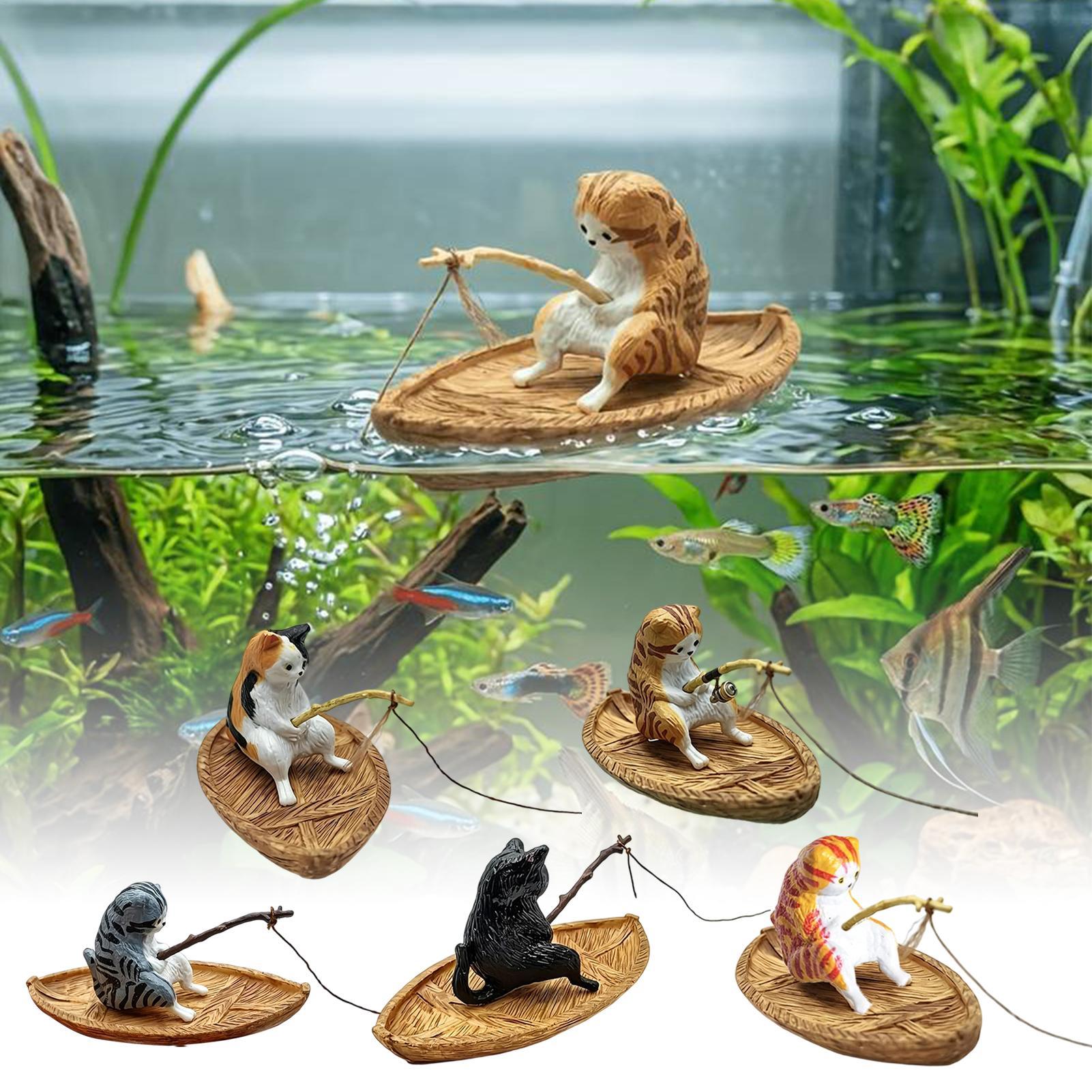 Aquarium Marineland - 창의적인 고양이 낚시 보트 수족관 장식품